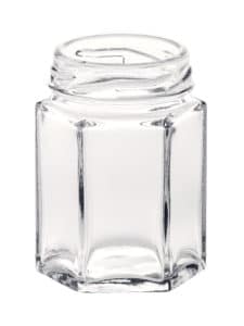 Hexagonal jar 055ml 43TO glass white flint