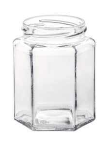 Hexagonal jar 280ml 63TO glass white flint