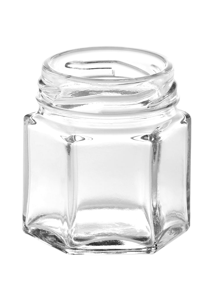 Hexagonal Tiegel 045ml 43TO Glas weiß