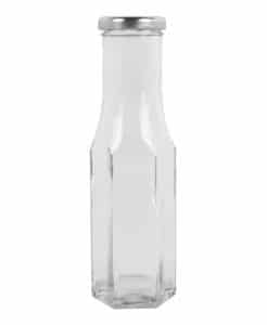 Bouteille sauce hexagonale 250ml 43TO verre blanc