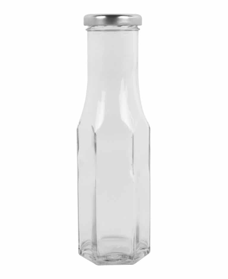 Saucenflasche Hexagonal 250ml 43TO glas weiß