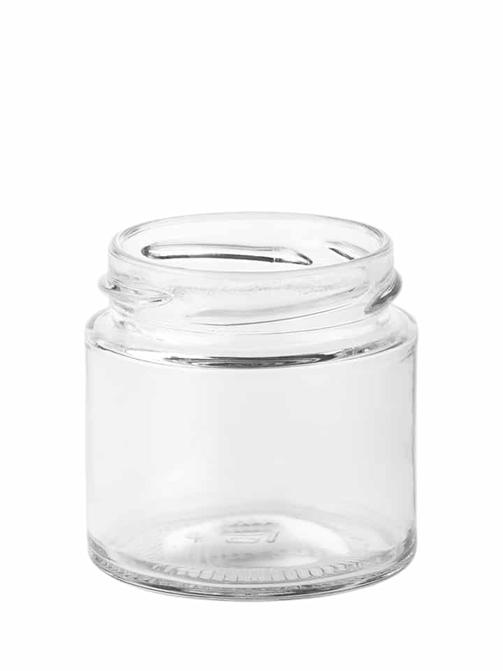 Food jar panelled 125ml 58TO glass white flint