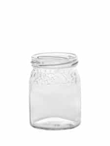fruit embossed jar glass embossing 212ml TO63mm twist off white flint