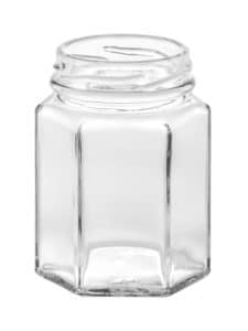Hexagonal Tiegel 110ml 48TO Glas weiß