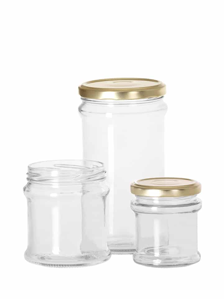 Profile jar glass food conserves twist off closure TO white flint