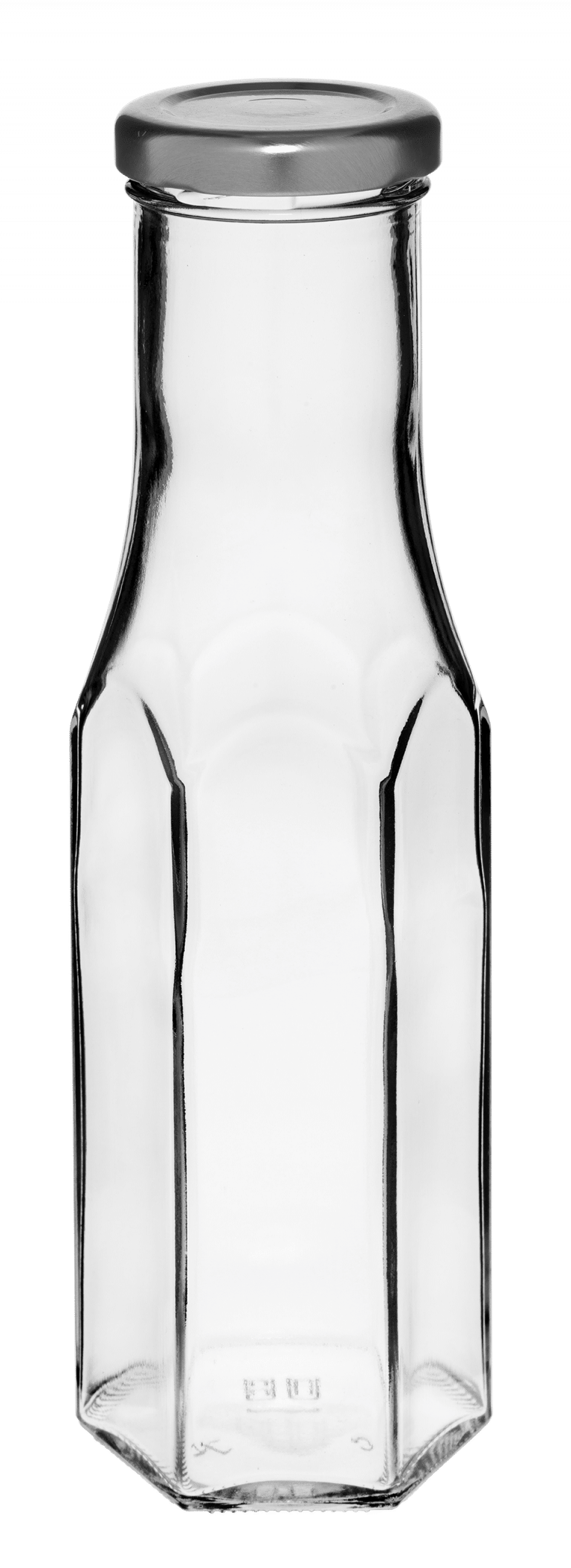 Hexagonal bottle 250ml 43TO glass white flint