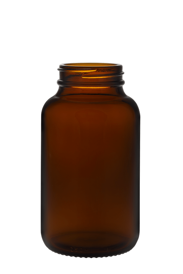 Powder jar 250ml GPI 45/400 glass amber